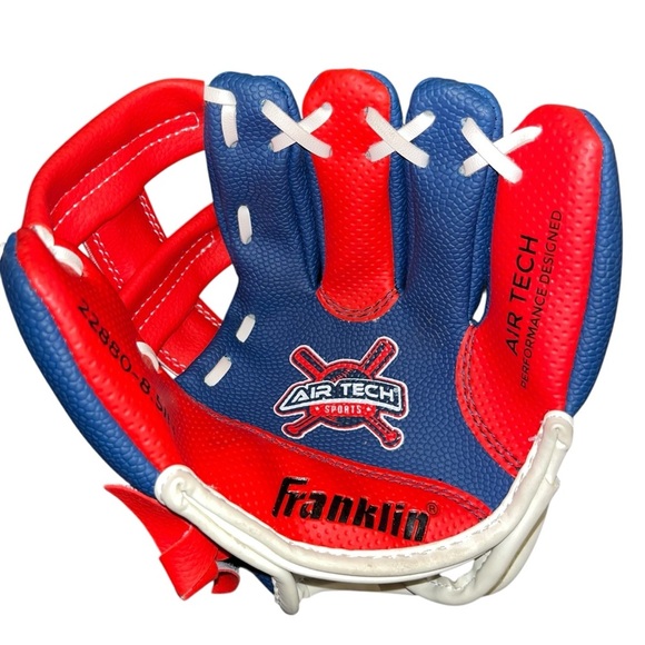 Franklin Sports Air Tech Series kids 8.5" Teeball Glove mitt navy red like new - Picture 2 of 5